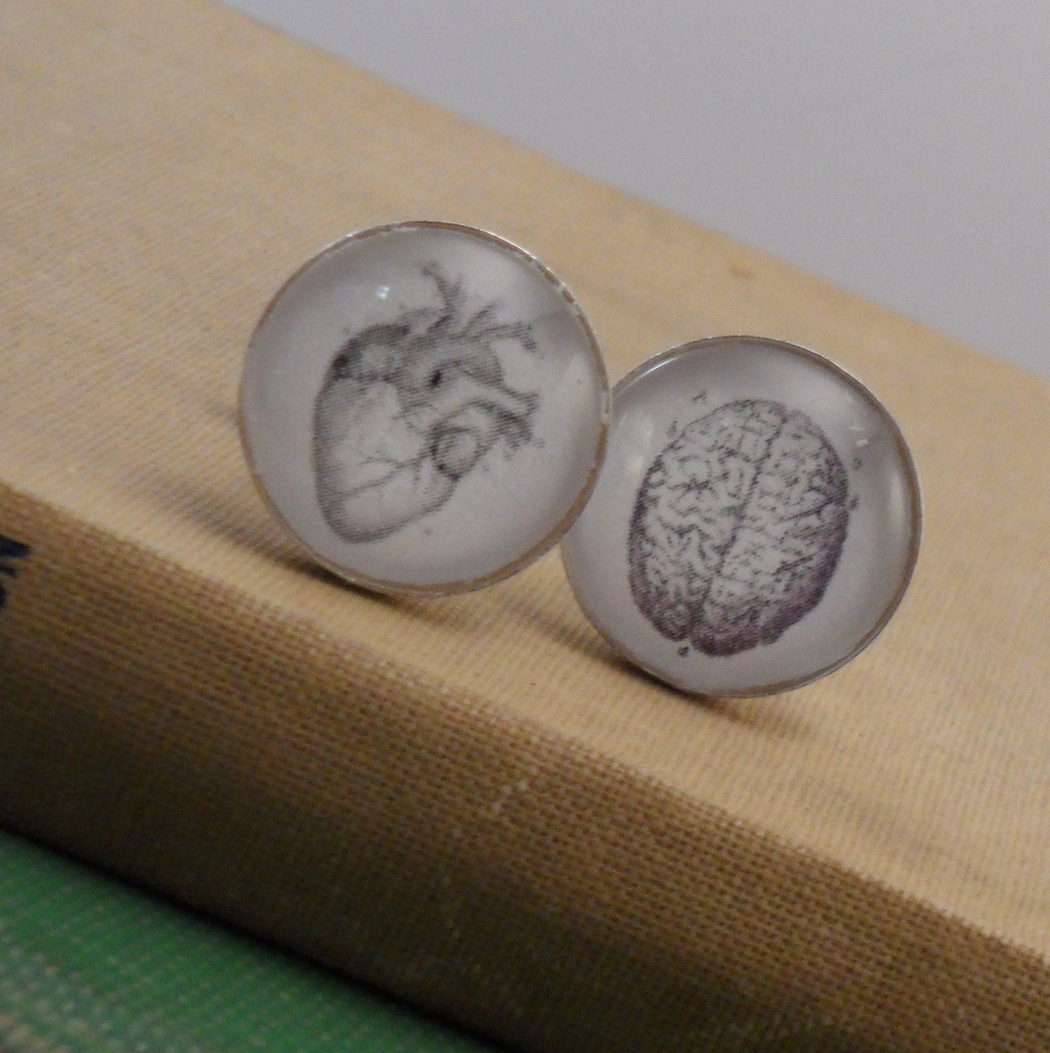 Anatomical Heart  and Brain Cuff Links
