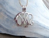 Sea Glass Elephant Necklace Locket Frosted White Pendant