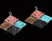 Patina colorful Square metal lace earrings