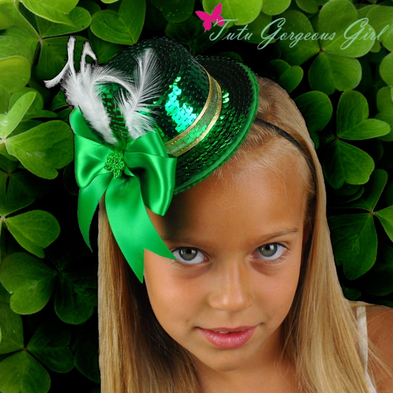 St. Patrick's Day Green Sequin Mini Top Hat...Headpiece, Fascinator...Halloween, Dance Recital, Photo Prop . . .  Pinch Me, I'm Irish