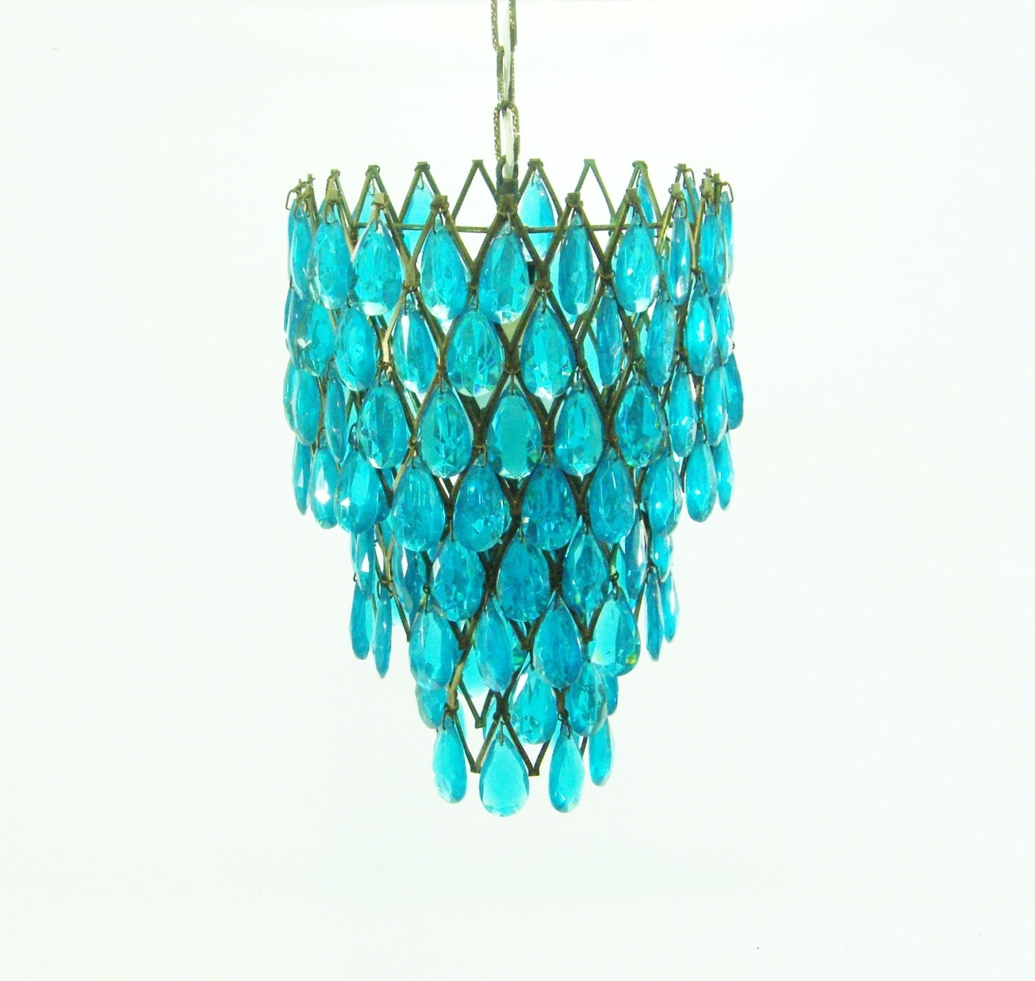 1970s Blue Swag Lamp