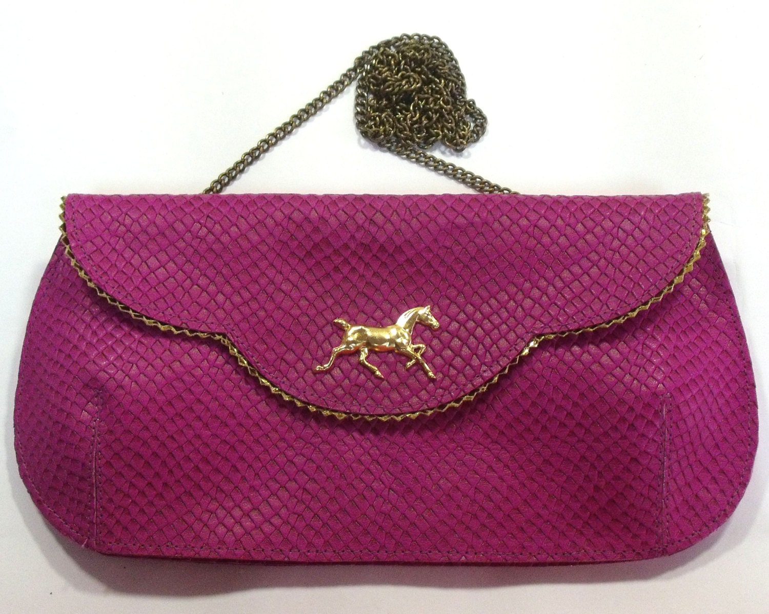Holiday sale - Gorgeous large purple clutch with horses