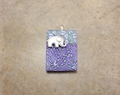 Unique Elephant Pendant Silver Purple Lavender Seafoam Green