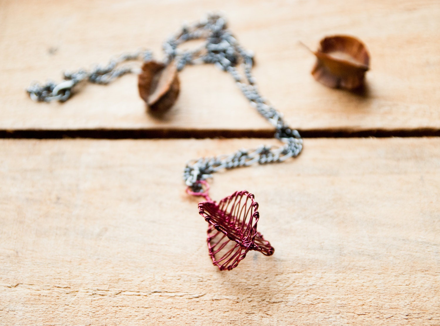 Necklace Pendant - Bush Willow - in Dark Cerise
