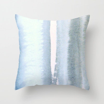 PiLLOW COVER - abstract watercolor painting - contemporary fine art - modern decor - blue grey - ombre