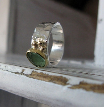 Caribbean Blue Tourmaline Silver Ring 18K