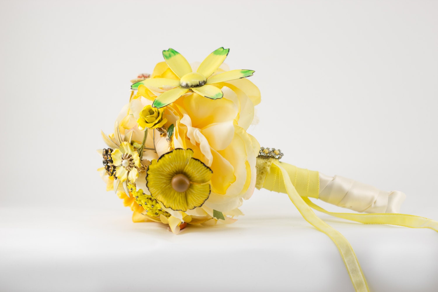 Sample Sale 40% Off Brooch Bouquet - Ready To Ship Yellow Jewelry Bouquet