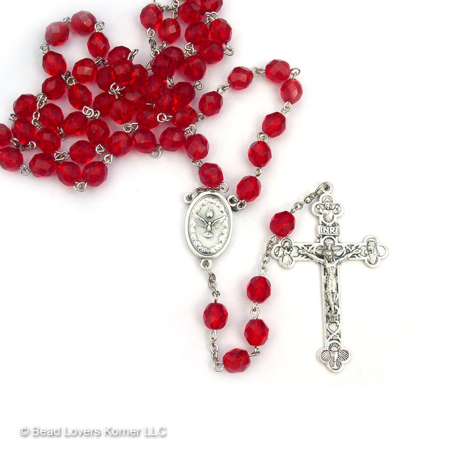 Red Confirmation Rosary Holy Spirit