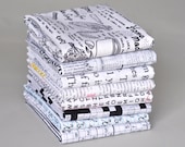 Read It In Black and White Half Yard Bundle of 8 Low Volume Text Prints