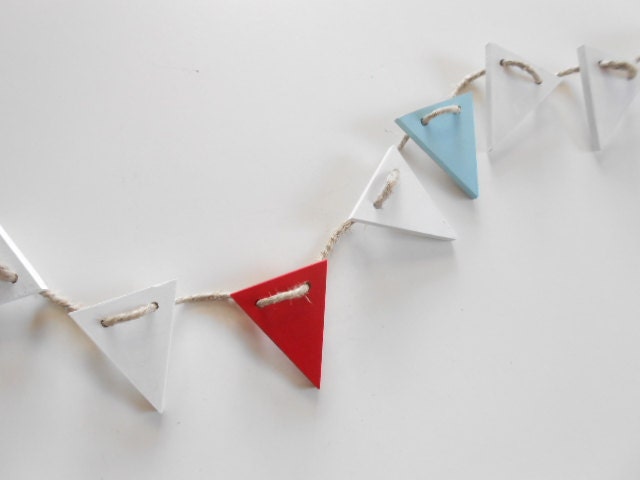 Nautical wooden flag garland - Nursery Beach Decor