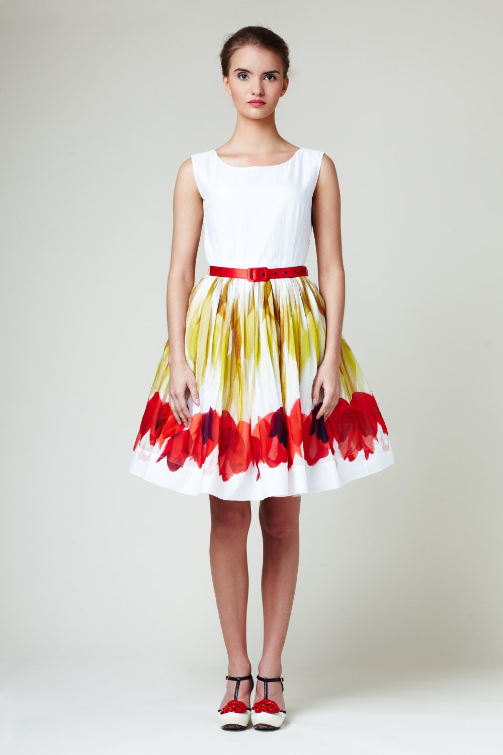 Red Tulips Dress by Mrs Pomeranz