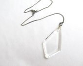 amazing Art Nouveau elegant STERLING rock CRYSTAL unique pendant necklace