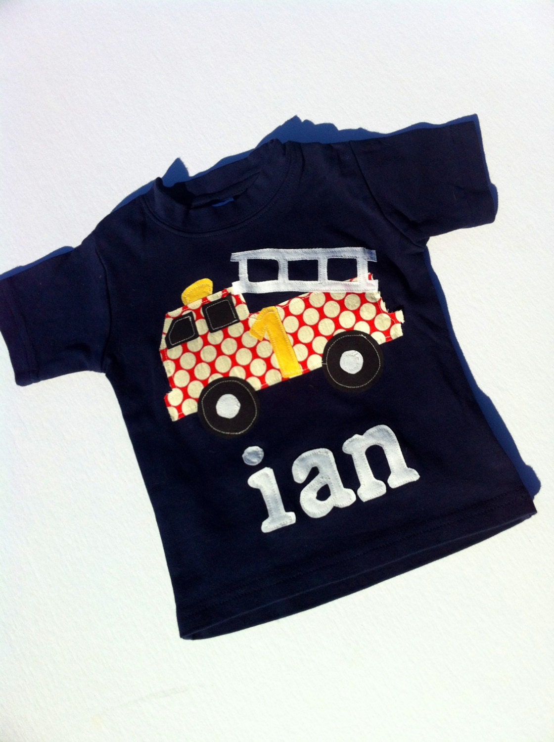 Fire truck Shirt - Boys Birthday Shirt - Firetruck Applique-  You Choose Shirt Color, Sleeve Length or Personalize (Number or Initial)