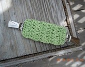 Spring Green Alternative to a Belt, crocheted Dressclip, shirt clip, jacket clip, vest clip
