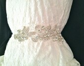 NEW Bridal Lace and Rhinestone applique sash, wedding belt, crystal sash, ships in 1 week - CARMEN