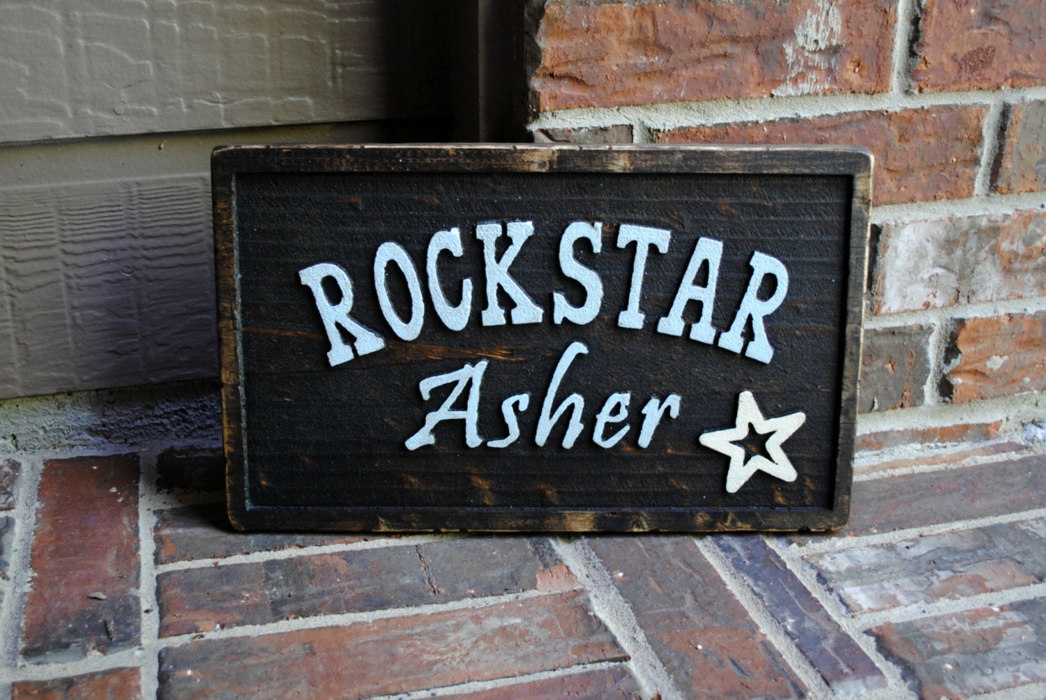 Custom Rockstar Children's Carved Wood Sign - Hand Painted - Rock Star