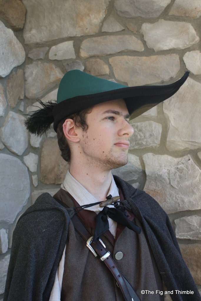 Medieval Peasant Hat with Feather, Cotton Canvas Lined with Wool: The Ashiepattle
