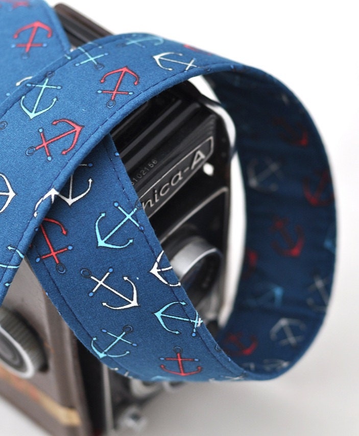 Camera Strap dSLR / SLR - Red, White and Blue - Anchors, Nautical Camera Strap - Summer Accessories - Spring Accessories Spring Fashion
