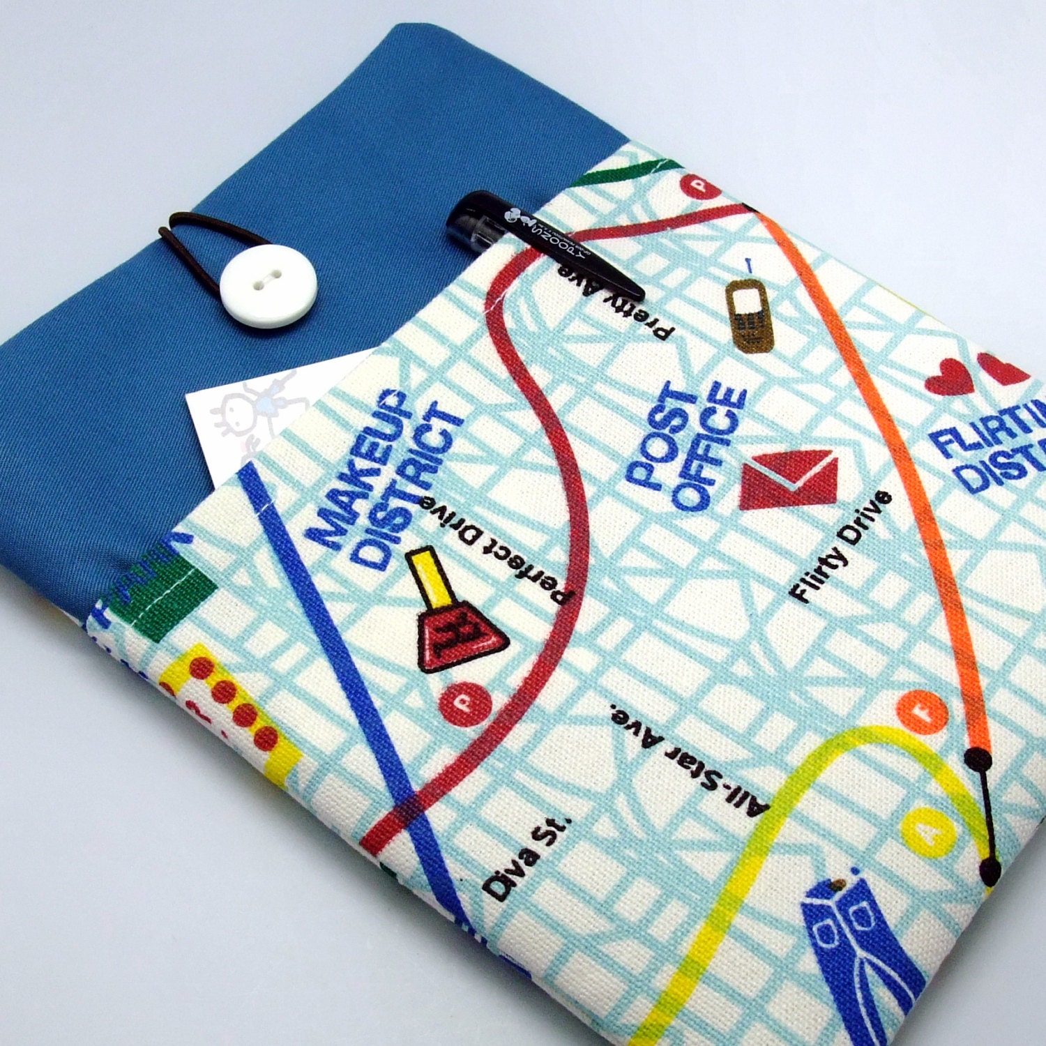 iPad mini case , iPad mini cover, iPad mini sleeve, Kindle and Ereader sleeve with a front pocket, PADDED - City map