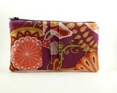 Pleated Pouch/ Zipper Pouch/ Wallet/Gift for Women/Purple and Orange designs - Eyelah