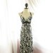 White Safari Exotic Egyptian Greek Goddess Tropical Summer Island Black Leaves Grass Blades Beach Gypsy Hippie Bohemian Long Maxi Dress