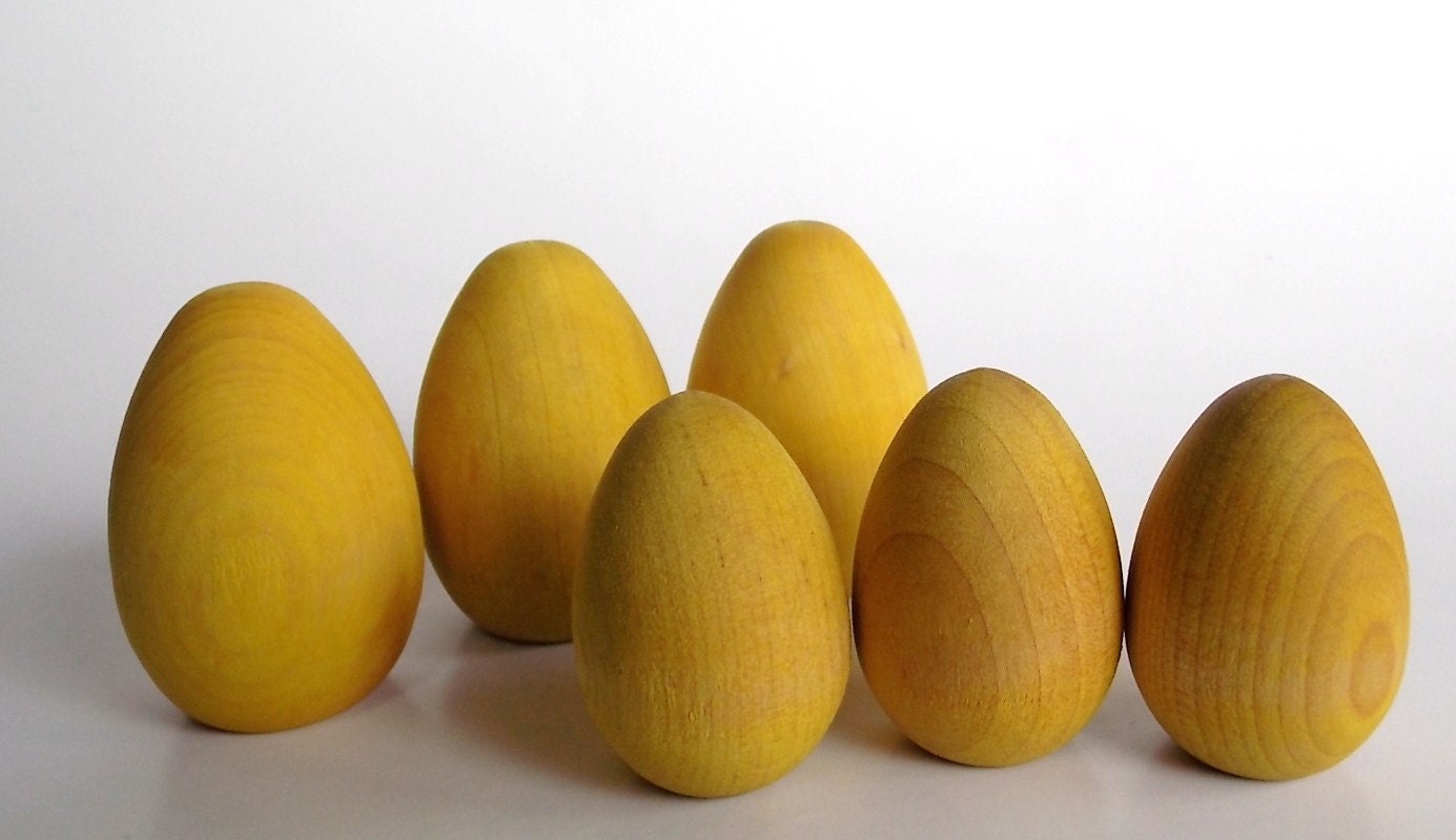 YELLOW-Wood Easter Eggs- Small n Large Starter Pack- Waldorf Toy