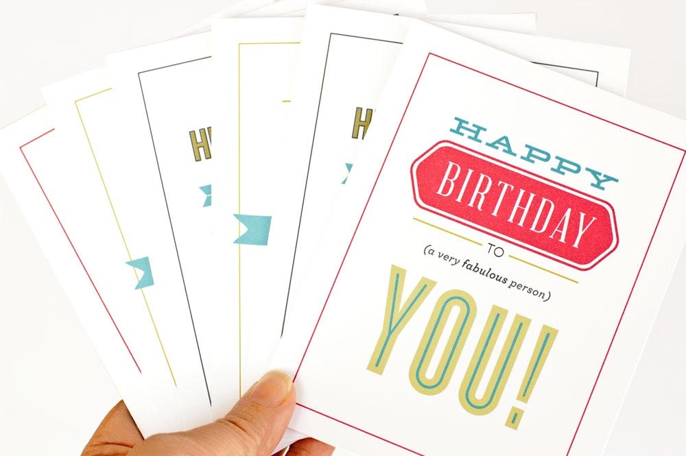 Birthday Card Set, Typography Greeting Cards // Birthday Type