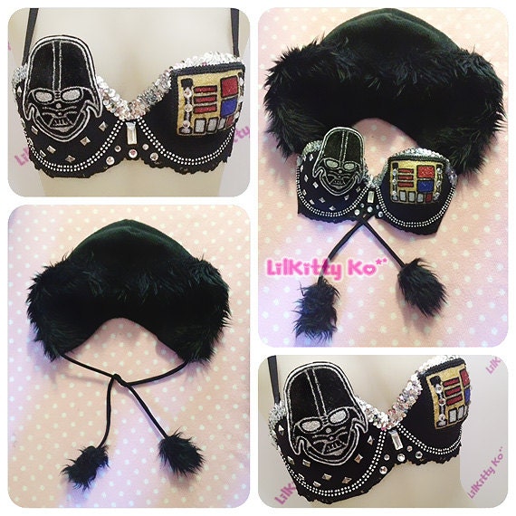 Star Wars " Darth Vader " -  sparkly bra with studs and matching hoodie