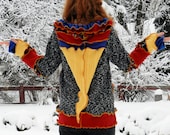 pRiMaRy mAdNeSs- Upcycled OOAK Fairy elf patchwork cardigan - LARGE -  made with recycled sweaters