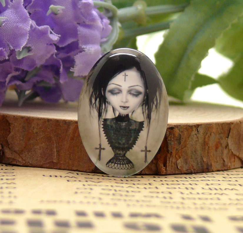 10x14mm,13x18mm,18x25mm,20x30mm,30x40mm Oval Glass Cabochons Cartoon darkly girl, jewelry Cabochons finding beads,cabochons--02