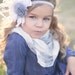 Grey and white headband- baby headband- baby bow- flower headband- with feathers