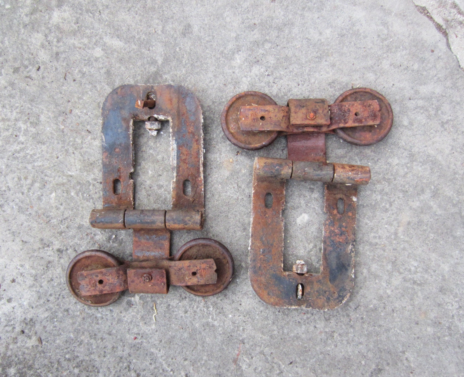 Vintage Antique Barn Door Rollers Hardware - Set of Two