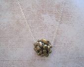 Brides Cluster of Green Freshwater Pearls Sterling Silver Necklace Wedding Jewelry