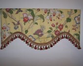 P Kaufmann Orchid Isle Bamboo Custom Deep Scallop Valance with Tassel Fringe
