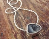 Mini Geode Necklace with Karen Hill Tribe Silver Beads