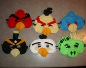 SET of 6 Angry Birds Inspired Felt Masks - Halloween, Pretend Play, Birthday Parties - Fits Child to Adult - All Stitched - No Glue