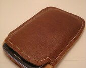 Handmade Brown Leather Cell Phone Case or Gadget Sleeve - Fits Samsung Galaxy SIII, HTC Evo and More