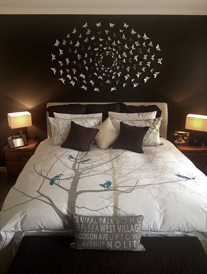3D Butterfly Wall Art: 140 Metallic Silhouettes for Girls Room, Nursery, and Home Art Decor - Grey, Silver & White Mix