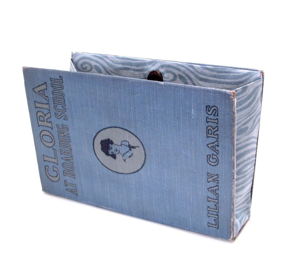 Vintage Book Clutch made from 1923 Book "Gloria at Boarding School" in Blue
