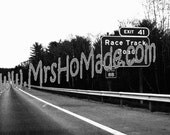 Original Art Print, 8x10 print, Race track Road, Old Sign