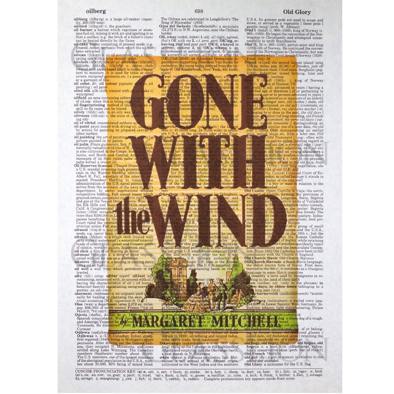 Items similar to Gone With The Wind Book Cover on a Vintage Dictionary ...