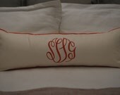 Solid Monogrammed Large Lumber Pillow with Cording