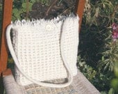 bag purse small cream/ecru - felted wool waffle, handwoven