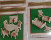 Dollhouse furniture 3 kits Miniature wood furniture no tools assembly NEW YDI DIY