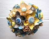 Paper Flower Bouquet - Wedding, Pink, Blue, White, Kusudama, Book Page Paper Rose