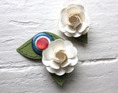 Paper Rose Hairpiece, Bride, Bridesmaid, Flower girl, Red, White and Blue, rose