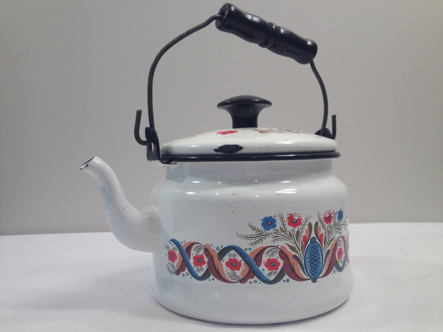 Dutch Style Red & Blue Mini Enamel Tea Ketle