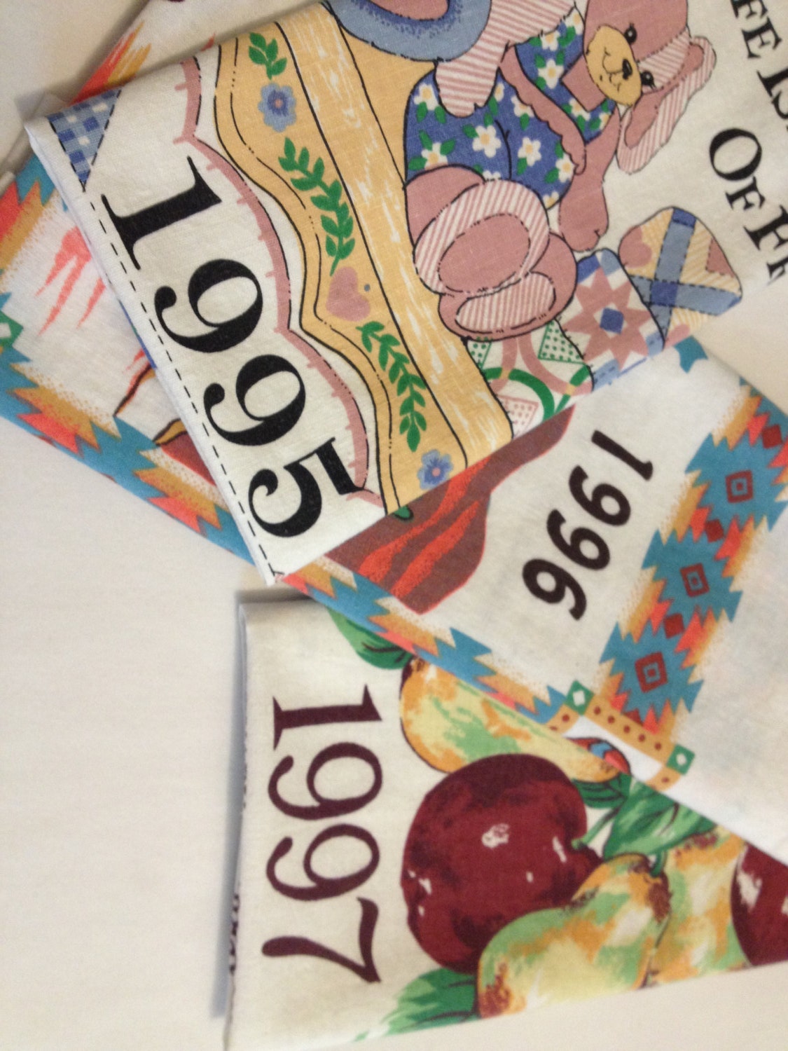 Set of Three Vintage Calendar Tea Towels