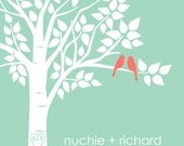 Wedding Guest Book Alternative - Family Tree Personalized Wedding Print - 16x20 - 75 Signature Keepsake Guestbook Poster