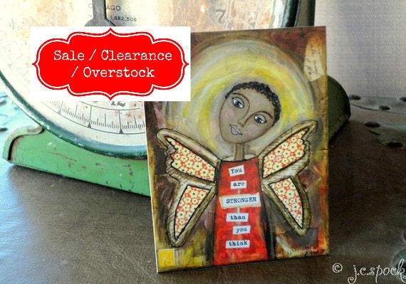 Sale/Overstock: Strong Girl ACEO, Mixed Media ACEO, Inspirational ACEO, Folk Art, discount, sale, clearance, destash, overstock